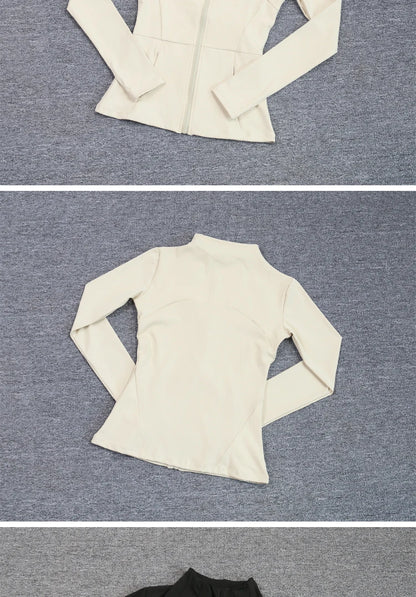 Luxe Yoga fitted Coat Women's Slimming Long Sleeve Fast Running Thin Pilates Fitness Suit Top Clothing