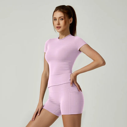 Women Yoga Set Gym Sportswear Sport Top High Waist Shorts Suit Fitness Workout Butt Lifting REVOLUTION SETS