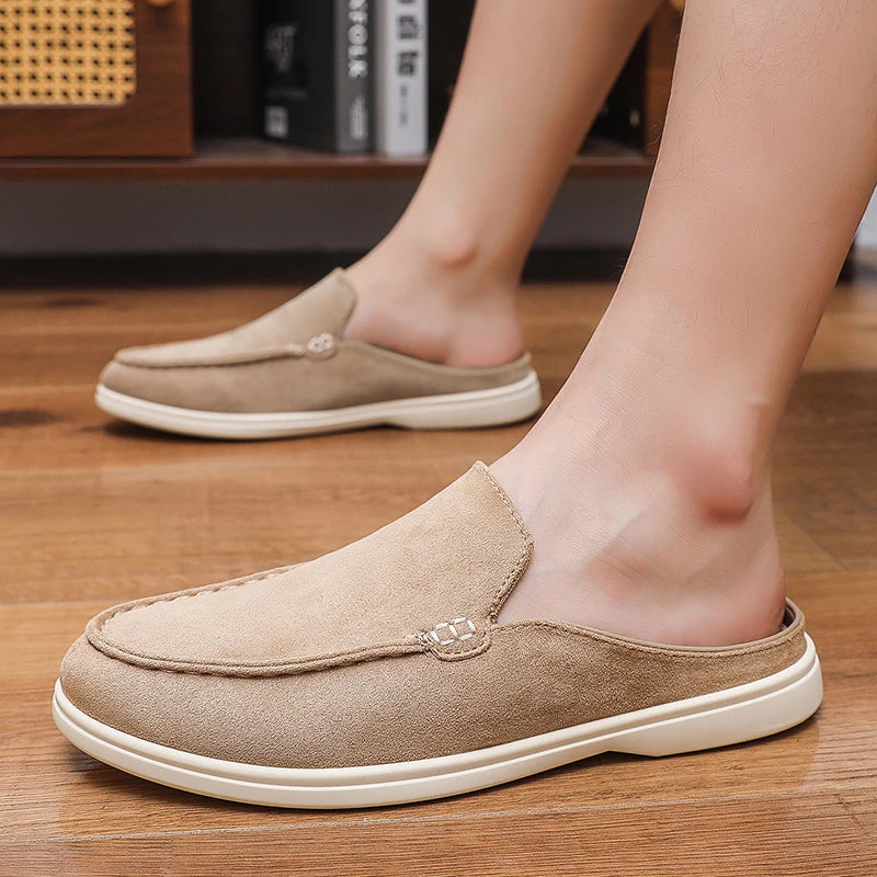 Men's suede-look slip-on mule with open back