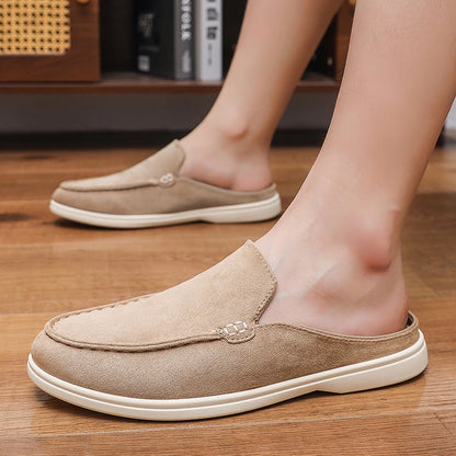 Men's suede-look slip-on mule with open back