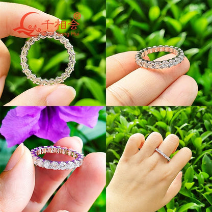 Lab-Grown Diamond Ring Full Eternity Unisex With D Color VS Clarity