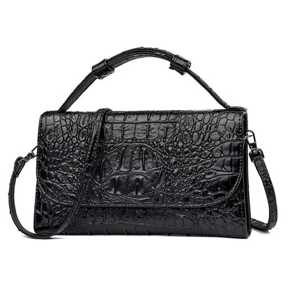 Women's crocodile-embossed crossbody bag with top handle