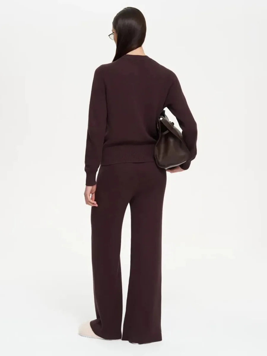 Women’s Knit Cardigan And Pants Set Slim Fit Long Sleeve Winter