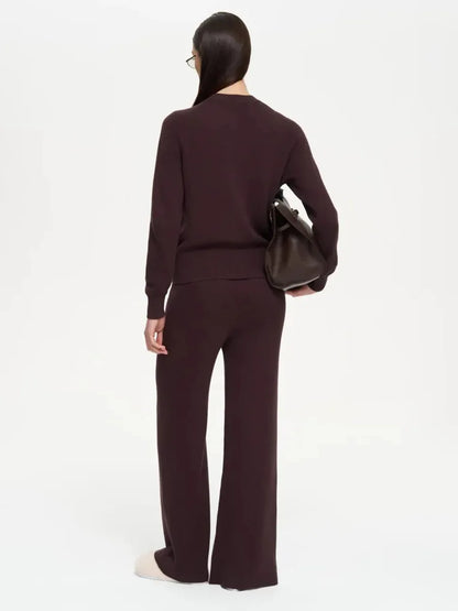 Women’s Knit Cardigan And Pants Set Slim Fit Long Sleeve Winter