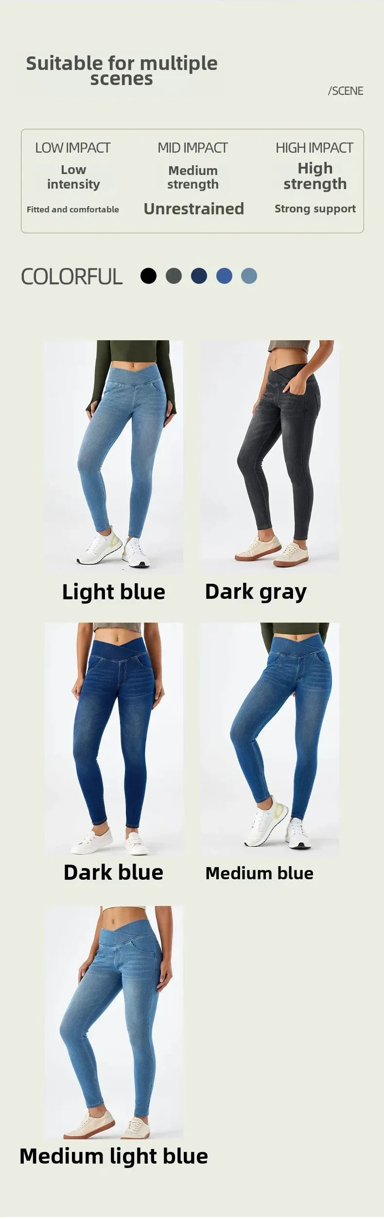 Cross Waist Yoga Jeans High Waist Skinny Ankle Length With Pockets