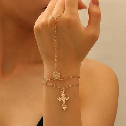 Women’s crystal hand chain wrap bracelet with layers
