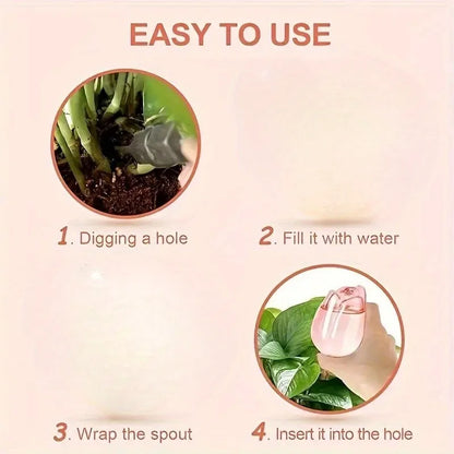 Pink Tulip Plant Watering Balls - Automatic Plant Drippers for Indoor & Outdoor Plants