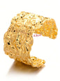 Adjustable Cuff Bracelet Textured Surface Gold Tone for Men and Women Everyday Wear
