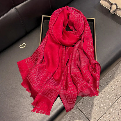 Women's Elegant Silky Scarf Shawl with Tatting Weave Detail