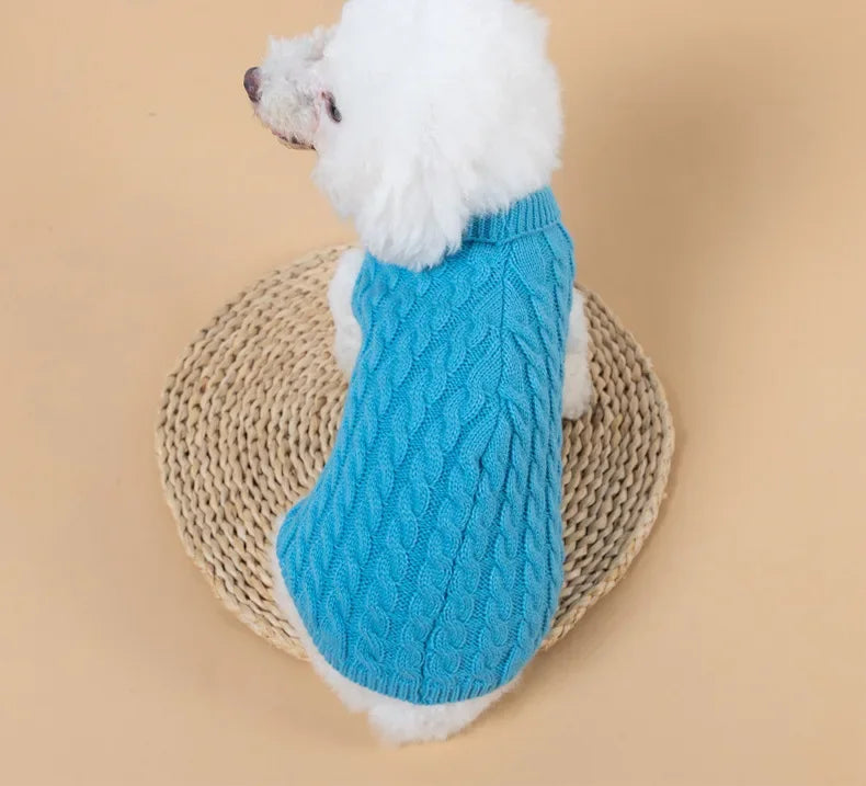 Knitted turtleneck dog sweater for everyday walks and lounging
