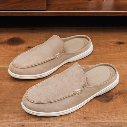 Men's suede-look slip-on mule with open back