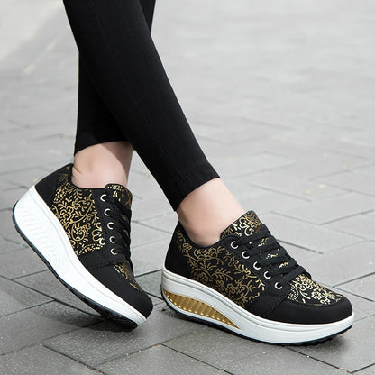 Women Leather Casual Sneakers Fashion Comfortable Platform Walking Shoes Wedge Moccasins Breathable Loafers Zapatos De Mujer