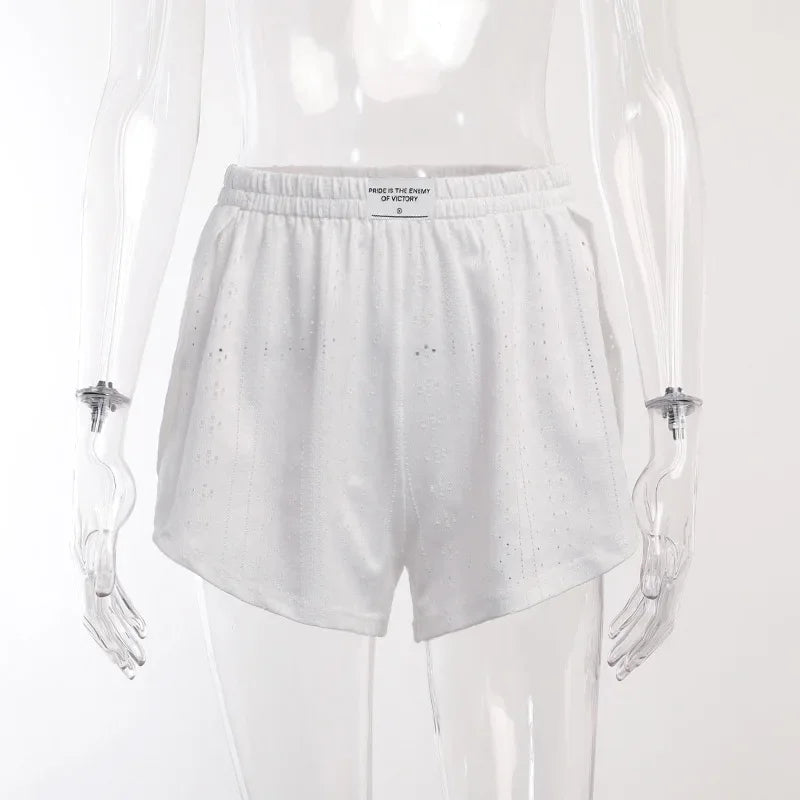 Soft Two-Piece Pajama Set with Long Sleeve Top and Shorts for Women