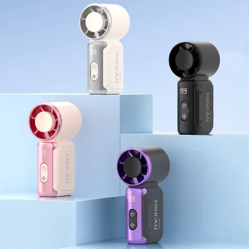 Portable Handheld Plastic Mini Fan With Led Display On The Go