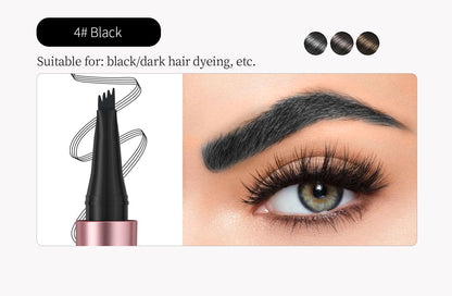 Waterproof Eyebrow Pencil with Four Fork Tip for Precise Natural Brow Shape and Long Wear