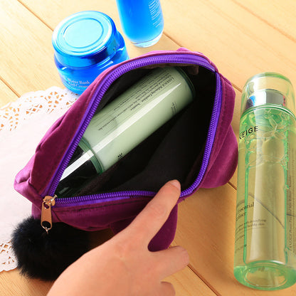 Flocking Korean Style Fabric Beauty Gift Set Travel Cosmetic Buggy Bag