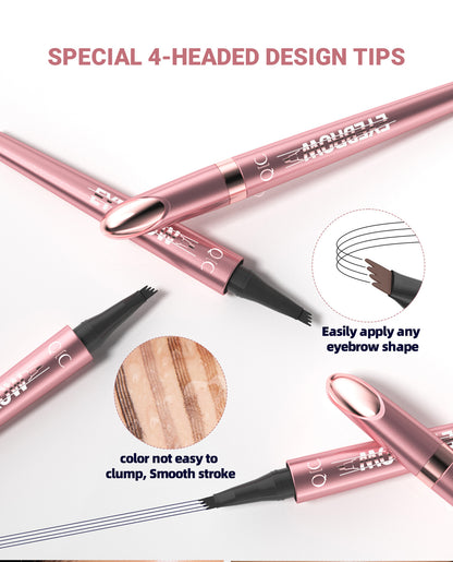 Waterproof Eyebrow Pencil with Four Fork Tip for Precise Natural Brow Shape and Long Wear
