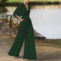 Wireless Jumpsuit with Deep V-Neck and High Waist for Women