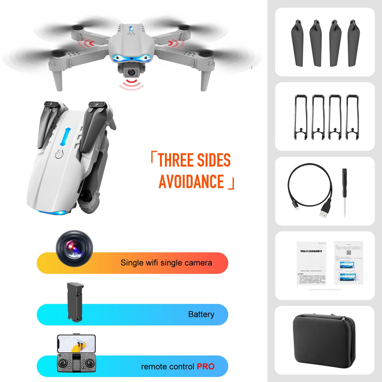 Foldable 4K Dual Camera Drone with Remote Control and Obstacle Avoidance for Aerial Cinematography