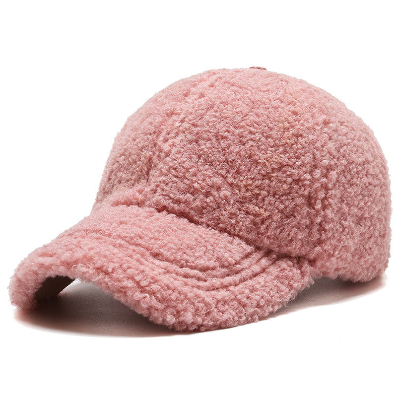Warm Baseball Cap With Dense Lambswool Knit For Winter Wardrobe And Wind Blocking