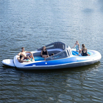 Inflatable Island Bed for Six with Pirate Ship Theme Pool And Lake Fun