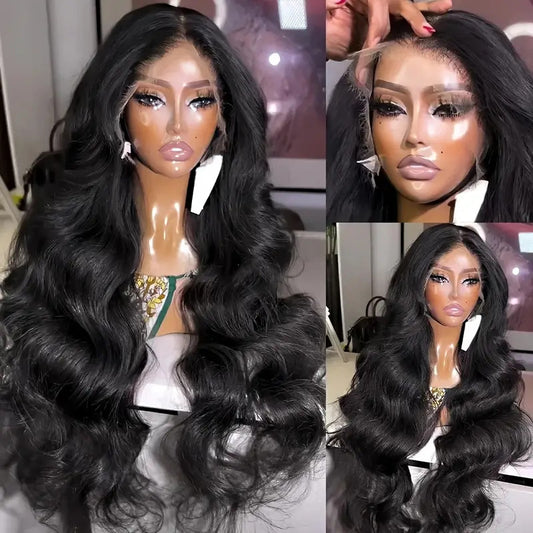 Synthetic lace front wig long curly hairpiece with parting space