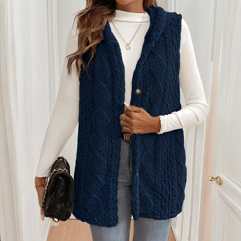 Textured Vest with Sleeveless Hooded Design for Women Lightweight Layering Warmth