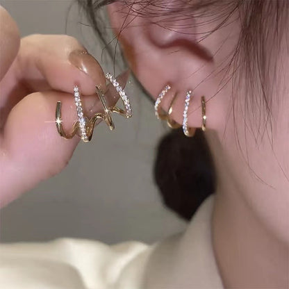 Radiant Earrings Diamond Four Claw Row Setting for Women Everyday Wear