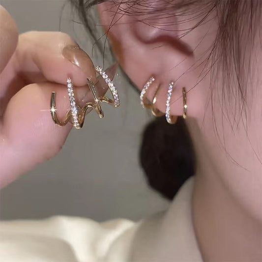 Radiant Earrings Diamond Four Claw Row Setting for Women Everyday Wear