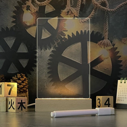 Acrylic Memo Board Night Light for Desk with Wooden Base and RGB LED - Merch Gone Viral