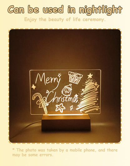 Acrylic Memo Board Night Light for Desk with Wooden Base and RGB LED - Merch Gone Viral