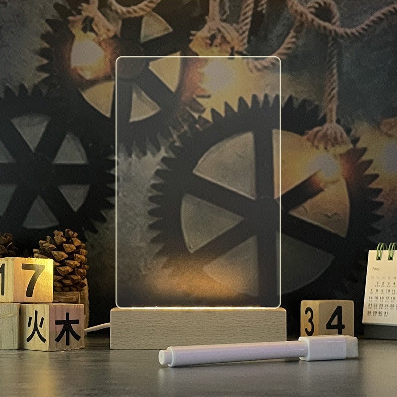 Acrylic Memo Board Night Light for Desk with Wooden Base and RGB LED - Merch Gone Viral
