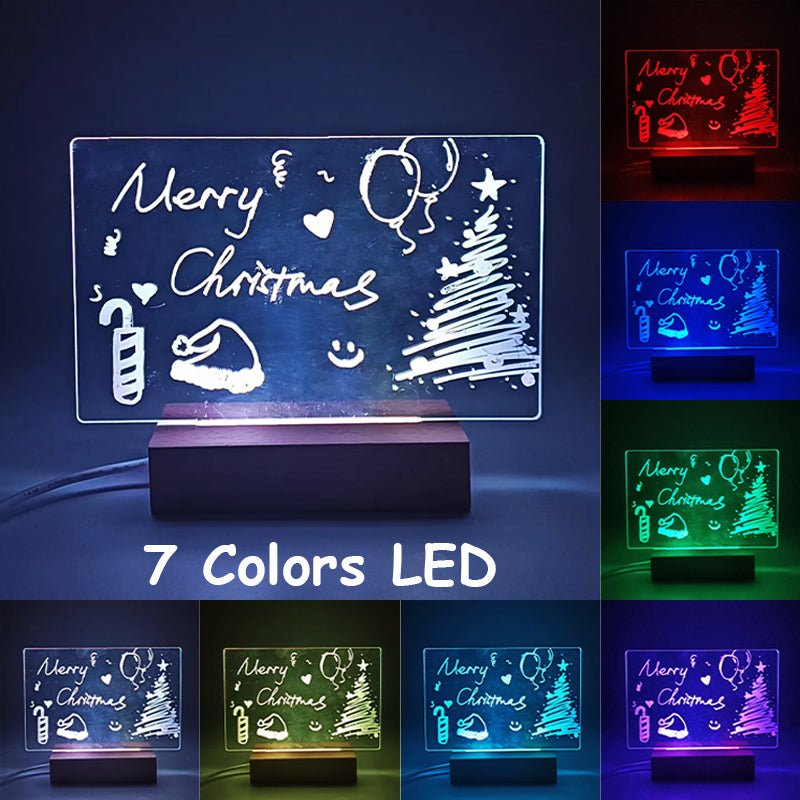 Acrylic Memo Board Night Light for Desk with Wooden Base and RGB LED - Merch Gone Viral
