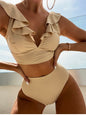Lace Deep V-Neck Split Swimsuit Bikini - Elegant Two-Piece Beach Swimwear