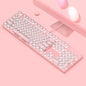 Retro Keyboard and Mouse Set with Metal Frame LED Backlit Wired USB 3