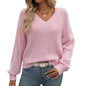 Hollow-Out Sweater with V-Neck and Wool Blend