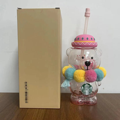 Alpaca Paradise Glass Straw Cup 460ml Pink Gradient - merch gone viral.