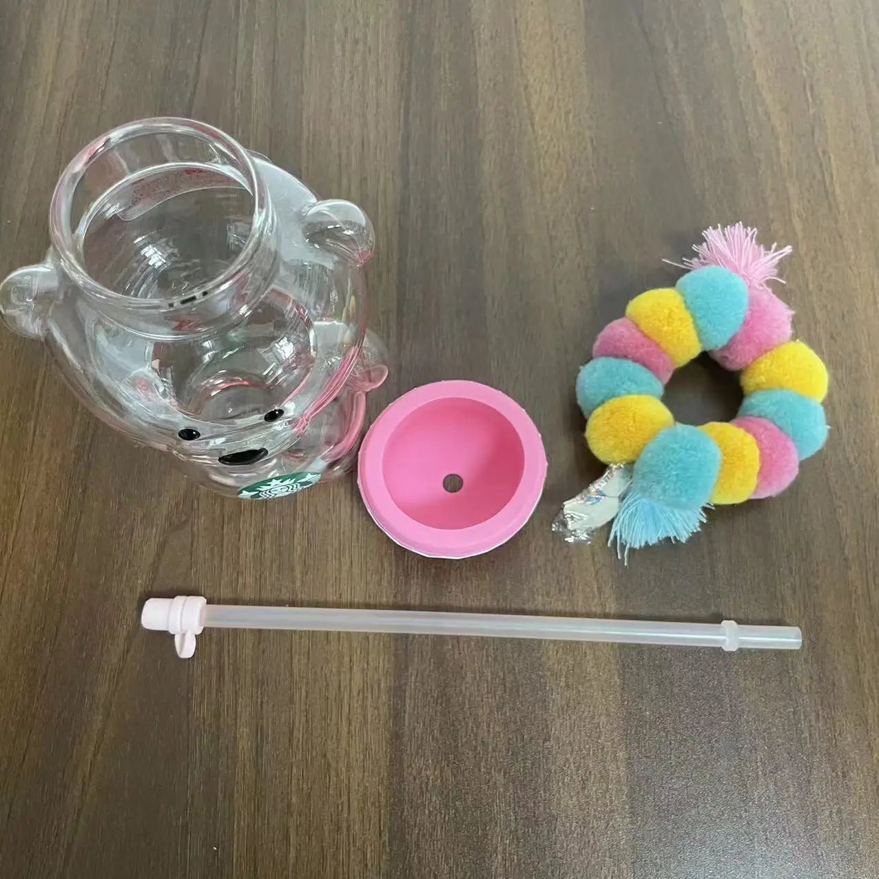 Alpaca Paradise Glass Straw Cup 460ml Pink Gradient - merch gone viral.