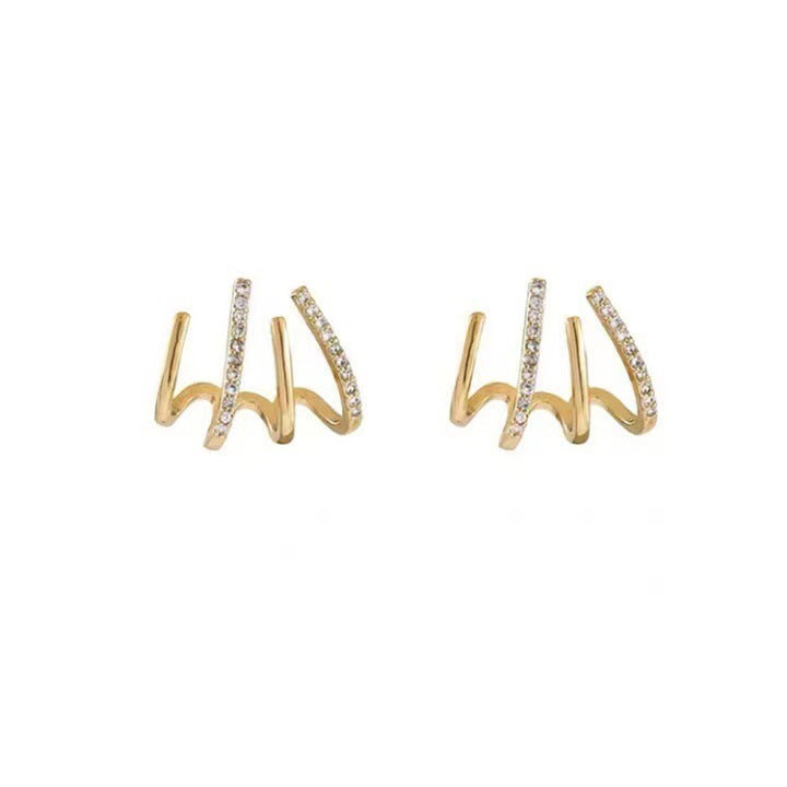 Radiant Earrings Diamond Four Claw Row Setting for Women Everyday Wear