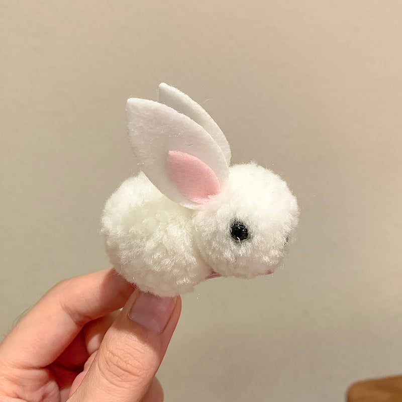 Soft Hair Barrettes for Kids with Bunny Wool Silhouette