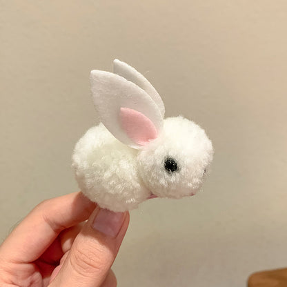 Soft Hair Barrettes for Kids with Bunny Wool Silhouette