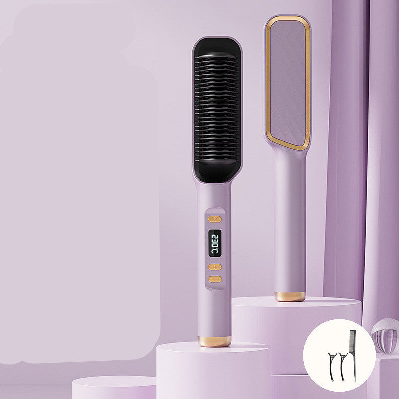 Wireless Hair Straightening And Curling Comb Tourmaline Ceramic Heating