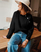 Soft Knit Sweater in Relaxed Fit with Enhanced Ease and Ruffle Neck