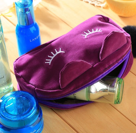 Flocking Korean Style Fabric Beauty Gift Set Travel Cosmetic Buggy Bag
