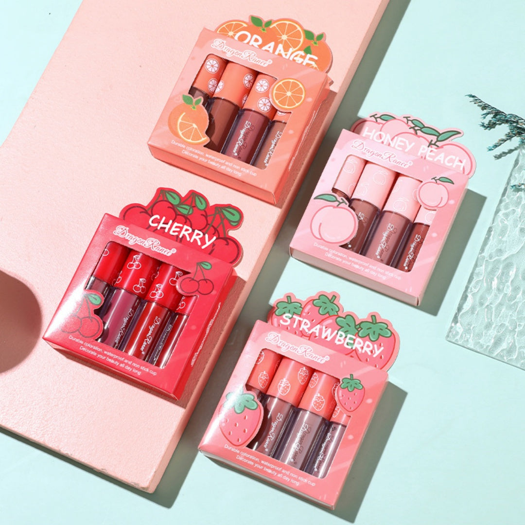 Silky Lip Gloss Set With Four Longwear Waterproof Shades