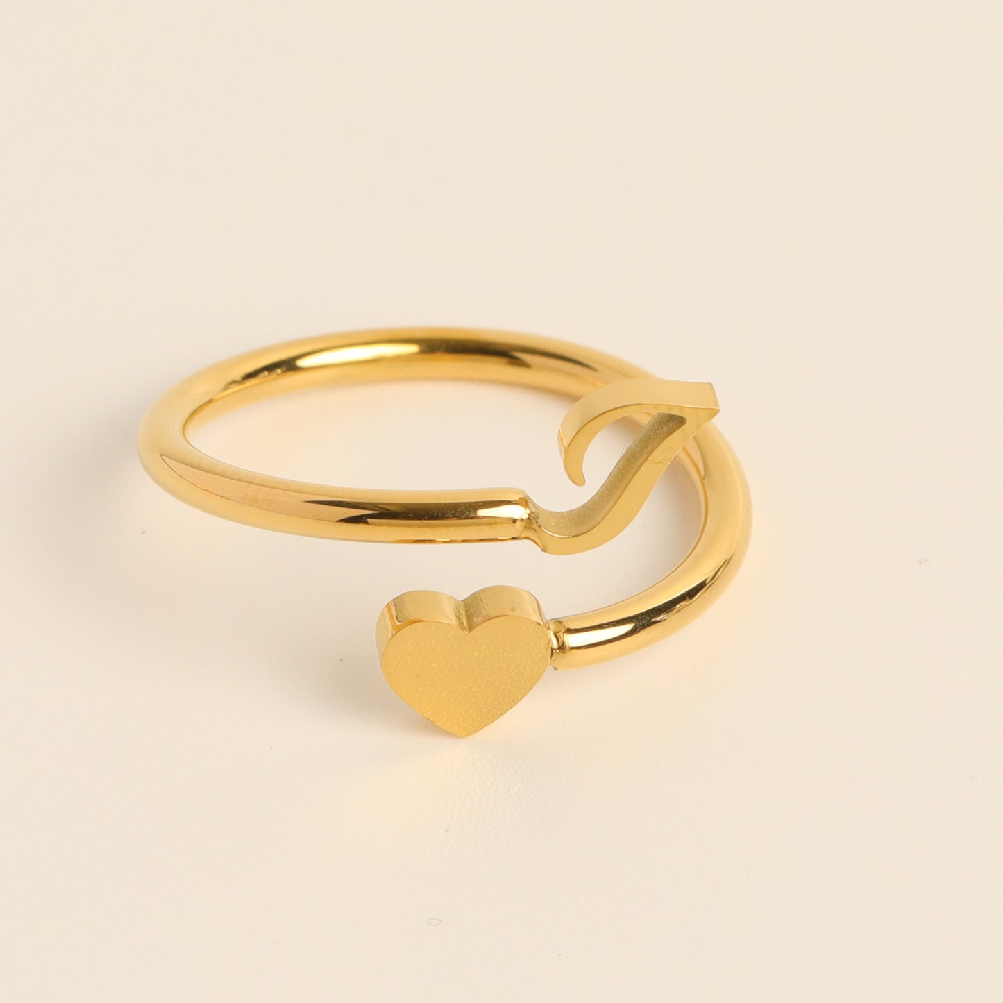 Durable Stainless Steel Ring with 18K Gold Plating and Initials