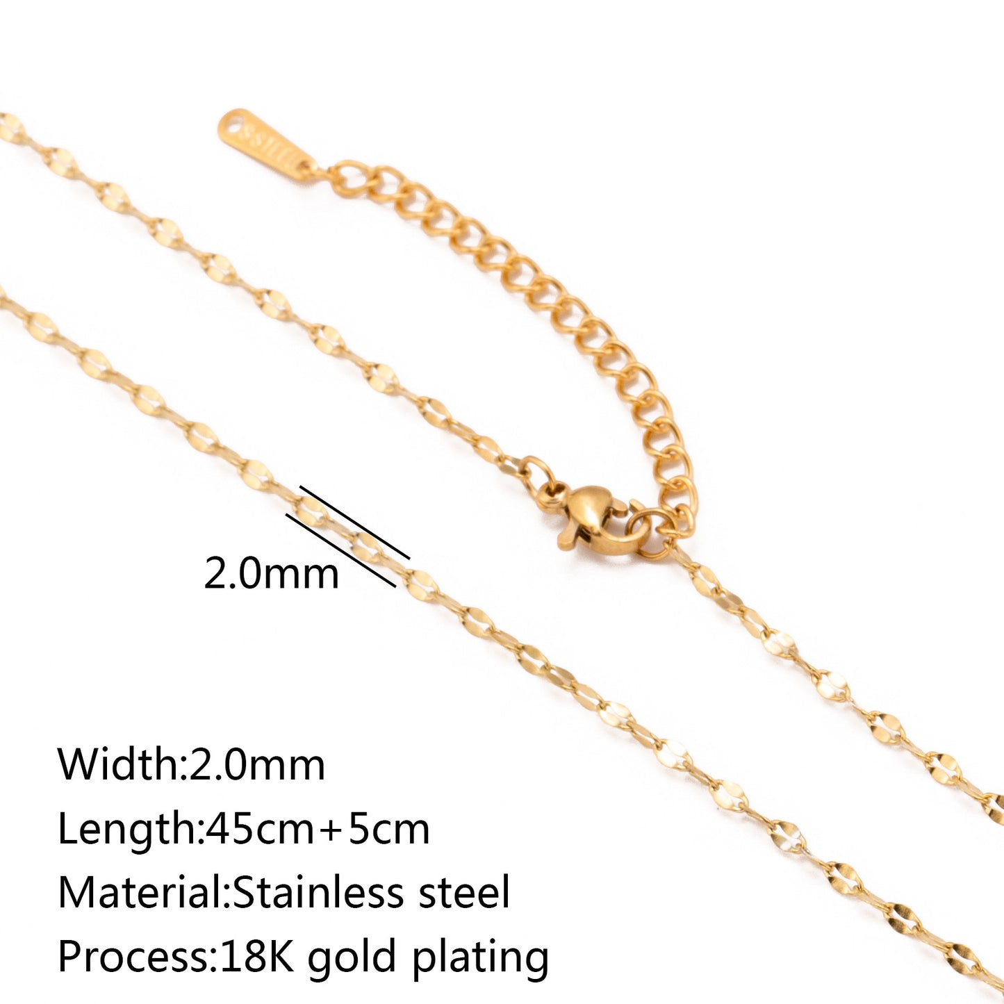 Durable Lip Chain Necklace with 18K Gold Color Vacuum Plating