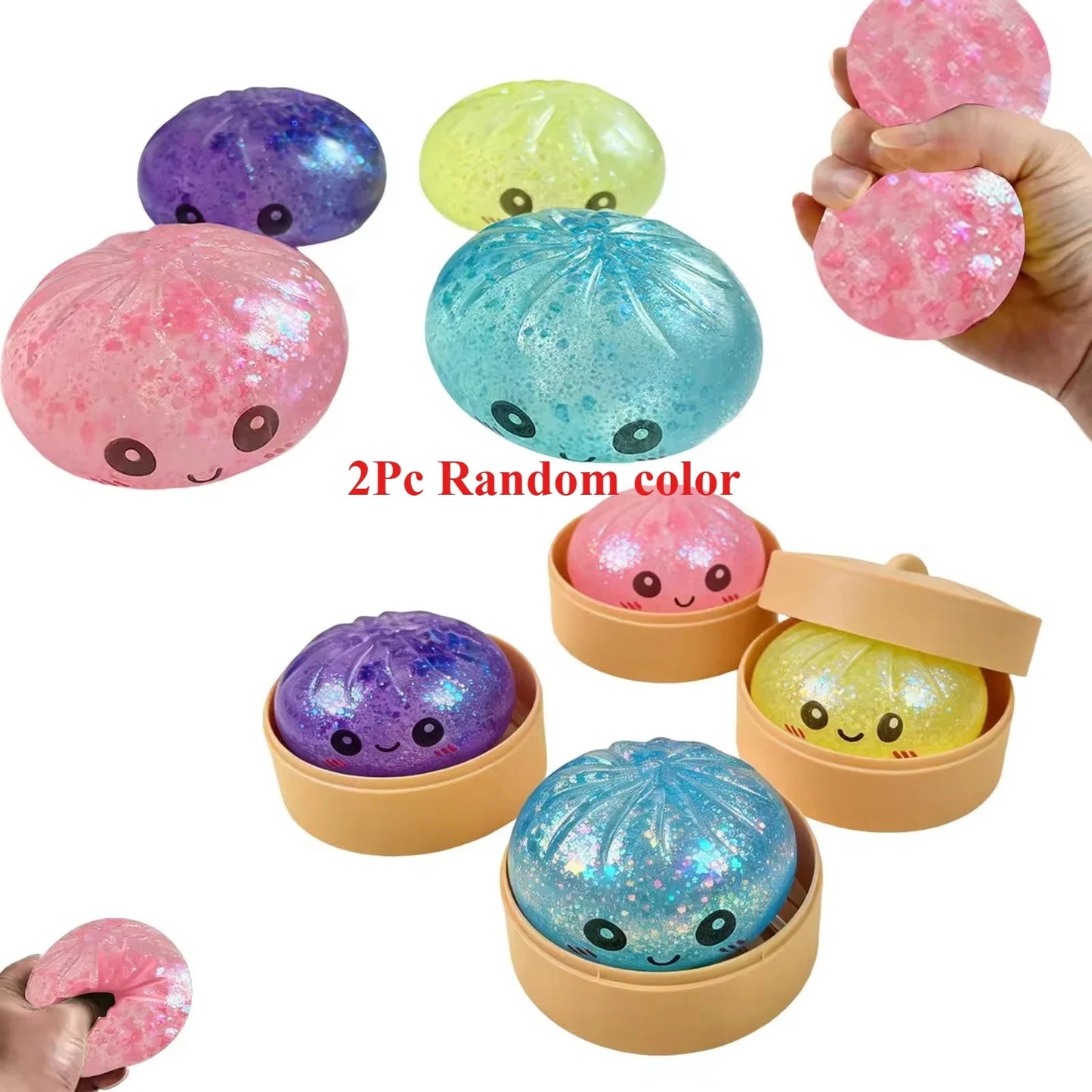 Bao Steamed Bun Squeeze Toy with Sparkle Beads and Steamer - Merch Gone Viral