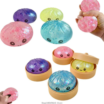 Bao Steamed Bun Squeeze Toy with Sparkle Beads and Steamer - Merch Gone Viral