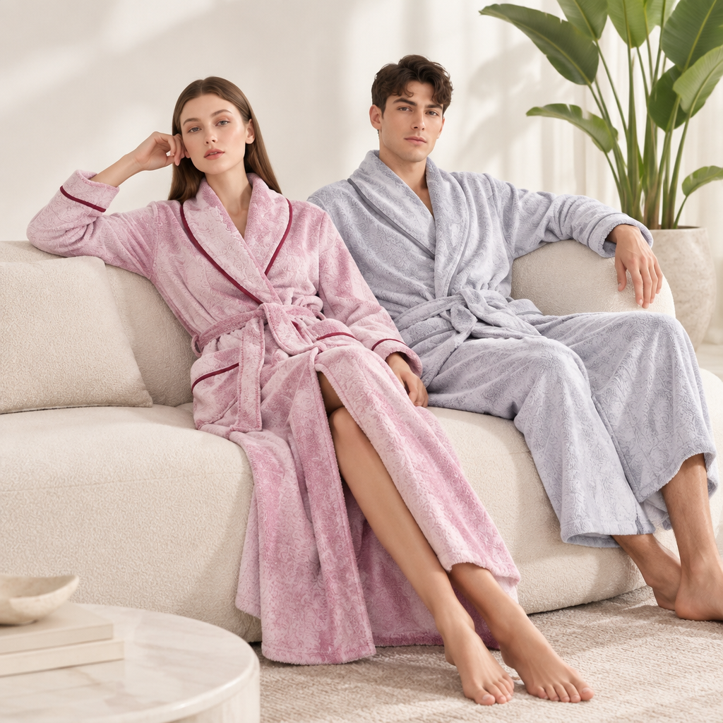 Women's and men's thick flannel bathrobes l
